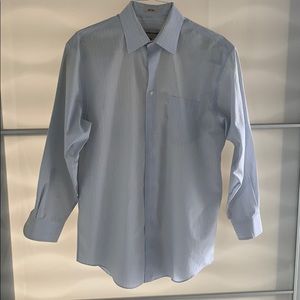 Blue and yellow striped shirt